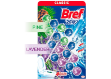 Bref Power Aktiv Borovicový WC blok na hygienickú čistotu a sviežosť vašej toalety, farbivá voda, 2 x 50 g + Levanduľový WC blok 2 x 50 g