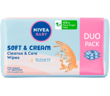 Nivea Baby Soft & Cream vlhčené čistiace obrúsky 2 x 57 ks, duopack