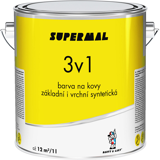 Supermal 3v1 S2177 0131 sivá vrchná syntetická farba na kovy, 2,5 l