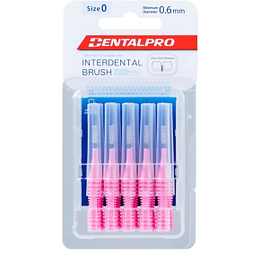 DentalPro mezizubný kartáčik rovný 0,6 mm ružový, 10 kusov