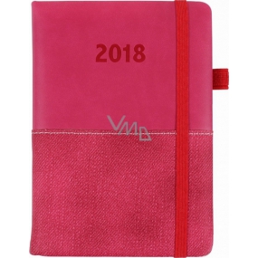 Albi Diár 2018 s gumičkou na ceruzku Ružový polený 10,3 cm × 14,5 cm × 1,4 cm