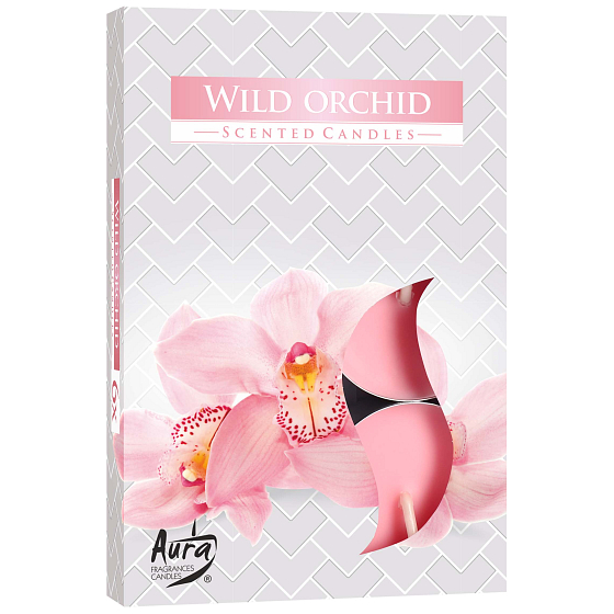 BISPOL Aura Wild Orchid - Divoká orchidea vonné čajové sviečky 6 kusov