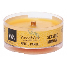 Woodwick Seaside Mimosa - Mimóza na pobreží vonná sviečka s dreveným knôtom petite 31 g