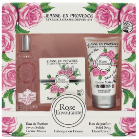 Jeanne en Provence Rose Envoutante - Podmanivá ruže parfémová voda pre ženy 60 ml + tuhé toaletné mydlo mydlo 100 g + krém na ruky 75 g, kozmetická sada