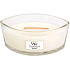 Woodwick White Teak - Biely teak vonná sviečka s dreveným širokým knôtom a viečkom loď 453 g