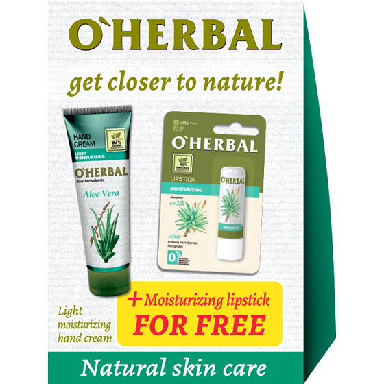 O Herbal Aloe Vera krém na ruky 100 ml + balzam na pery 3,6 g kozmetická sada