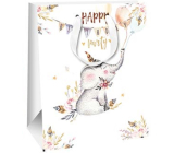 Ditipo Papierová darčeková taška 26,4 x 32,7 x 13,6 cm Glitter Happy Birthday so slonom