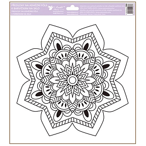 Šablóna z lepiacej fólie na farby na sklo Mandala špicaté tvary 30 x 33,5 cm
