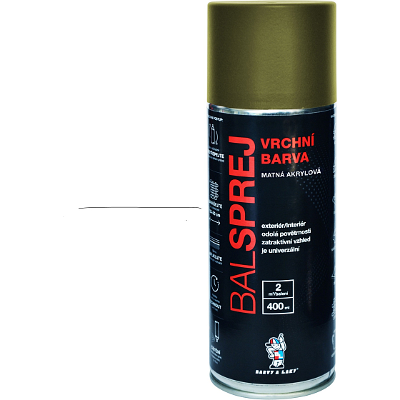 BALSPREJ vrchná univerzálna akrylová farba v spreji, RAL 6003 olivovo zelená mat, 400 ml