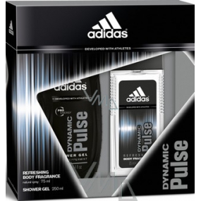 Adidas Dynamic Pulse parfumovaný deodorant sklo pre mužov 75 ml + sprchový gél 250 ml, kozmetická sada