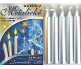 Romantické svetlo Vianočné sviečky krabička horenia 90 minút metalická strieborná 12 kusov