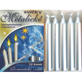 Romantické svetlo Vianočné sviečky krabička horenia 90 minút metalická strieborná 12 kusov