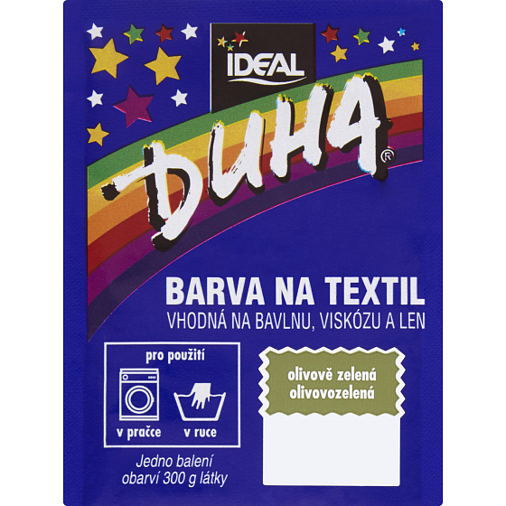 Ideal Duha olivovo zelená, farba na textil na bavlnu, viskózu a ln, na 300 g látky, 15 g