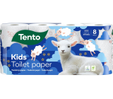 Tento Kids toaletný papier biely s potlačou ovečiek 150 útržkov 3 vrstvový 8 kusov