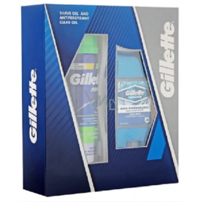 Gillette Cool Wave Clear antiperspirant gél + Sensitive gél na holenie 200 ml, kozmetická sada pre mužov