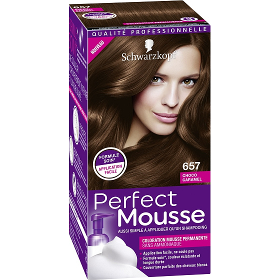 Schwarzkopf Perfect Mousse Inovatívna Foam Color farba na vlasy 657 Čokoládový karamel