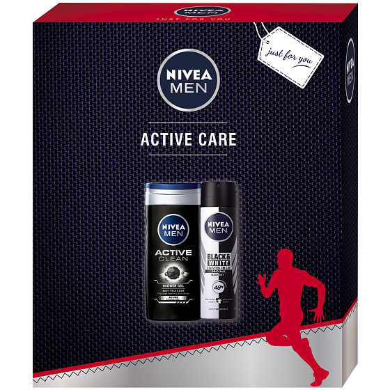 Nivea Men Black & White Power antiperspirant sprej 150 ml + Men Active Clean sprchový gél 250 ml, kozmetická sada
