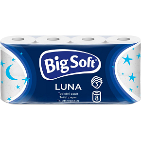 Big Soft Luna 3vrstvový toalettový papier, 8 rolí, 17,6 m rola