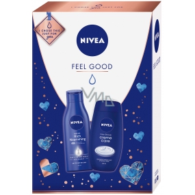 Nivea Feel Good výživné telové mlieko pre ženy 250 ml + Creme Care sprchový gél 250 ml, kozmetická sada