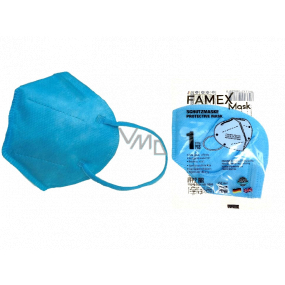 Famex Respirátor ústnej ochranný 5-vrstvový FFP2 tvárová maska modrá 1 kus