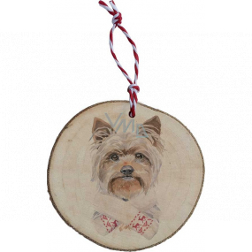 Bohemia Gifts Ručne vyrobená drevená vianočná ozdoba Yorkshire Terrier 6 cm