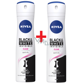 Nivea Invisible Black & White Clear antiperspirant deodorant sprej 2 x 150 ml, duopack pro ženy
