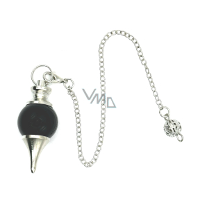 Obsidiánové kyvadlo prírodný kameň na veštenie, guľatý korálik 2 cm x 4 cm, kameň spásy