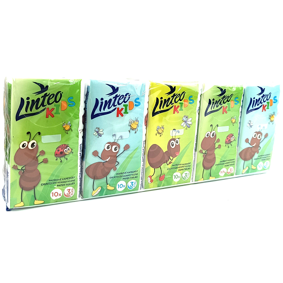 Linteo Kids Ant mini papierové vreckovky 3 vrstvy 10 x 10 kusov