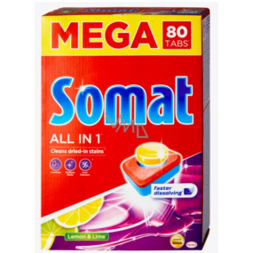 Somat All in 1 Lemon & Lime tablety do umývačky riadu 80 ks