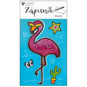 Zápisník šitý 3D Plameniak linajkovaný 64 strán 10,5 x 15 cm