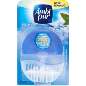 Ambi Pur Fresh & Shine 2v1 Fresh Water & Mint toaletná blok 55 ml