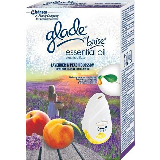 Glade Essential Oil Levanduľa a kvet broskyne elektrický osviežovač vzduchu 20 ml