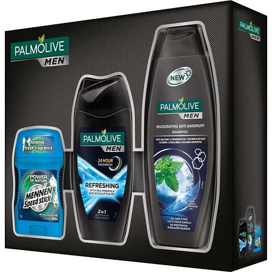 Palmolive Into the Wild sprchový gél Refresh + šampón Invig.+ Mennen stick, kozmetická sada