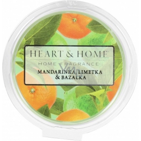 Heart & Home Mandarínka, limetka a bazalka Sójový prírodné vonný vosk 27 g
