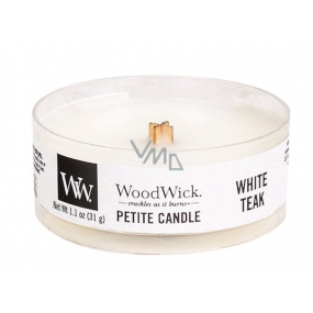 Woodwick White Teak - Biely teak vonná sviečka s dreveným knôtom petite 31 g