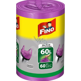 Fino Color Vrecká do odpadkového koša s ušami fialové, 13 µ, 60 litrov 59 x 72 cm, 60 kusov