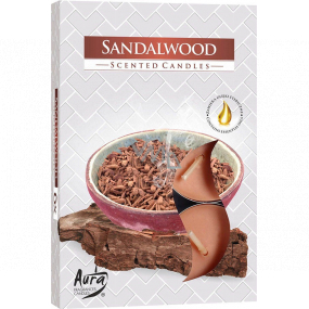 BISPOL Aura Sandalwood - santalové drevo vonné čajové sviečky 6 kusov