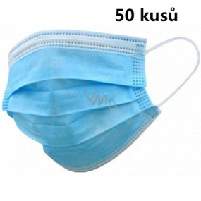 Renmed Rúška 3 vrstvová ochranná zdravotné netkaná jednorazová, filtračná účinnosť 99% 50 kusov modrá
