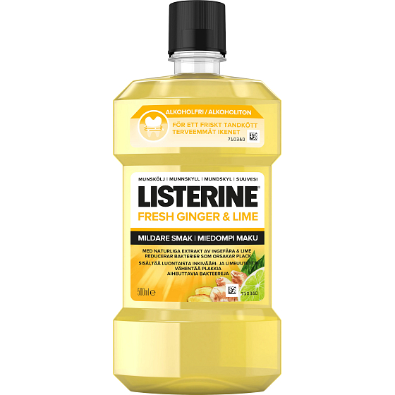Listerine Fresh Ginger & Lime ústna voda bez alkoholu 500 ml