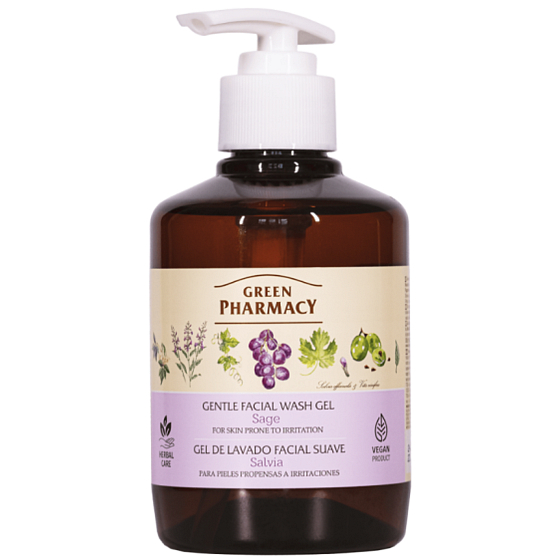 Green Pharmacy Šalvia Jemný čistiaci gél na tvár na podráždenú pleť 270 ml