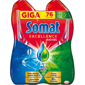 Somat Excellence Duo gel do umývačky riadu, 2× 684 ml, 76 dávok