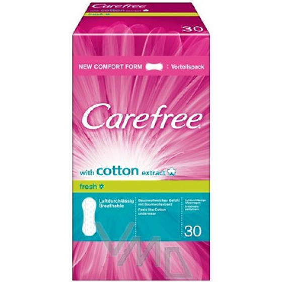 Carefree Cotton Fresh priedušné slipové intímne vložky 30 kusov