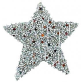 Hviezdička so striebornými guličkami, hviezdičkami a drôtikom na zavesenie 10 cm