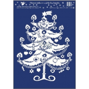Okenné fólie bez lepidla biela vianočný stromček 33 x 23 cm