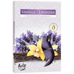 BISPOL Aura Vanilla Lavender - Vanilky a levanduľa vonné čajové sviečky 6 kusov