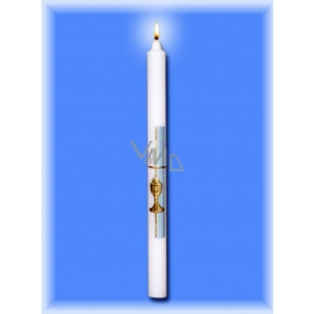 Lima Kostolné krstné - Sv.Přijímání sviečka biela zdobená modro-zlate kalich 25 x 360 mm 1 kus