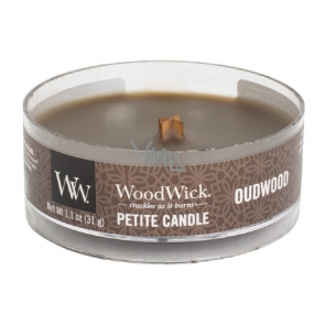 Woodwick Oudwood - Živica vonná sviečka s dreveným knôtom petite 31 g