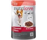 Nutrilove Dusené filety so šťavnatým hovädzím v omáčke kompletné krmivo pre psy kapsička 85 g