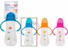 First Steps Feeding Bottle 0+ dojčenská fľaša číra s úchopmi Car modrá 250 ml