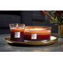 Woodwick Trilogy Holiday Cheer - Sviatočné radosť vonná sviečka s dreveným knôtom a viečkom sklo stredná 275 g